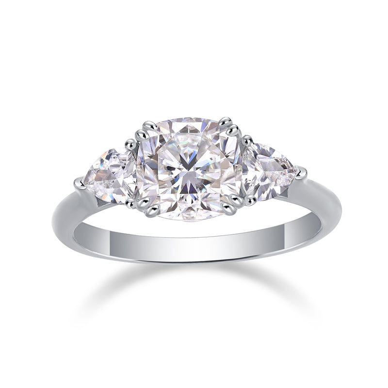 Large Pillow-Cut Moissanite Silver Wedding Ring S925 - 1