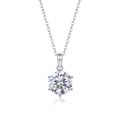 Luxurious Moissanite Pendant Necklace in S925 Silver with Dancing Diamond Effect