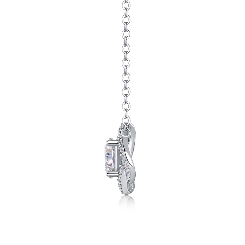 1Lucky Flower Moissanite Pendant in S925 Sterling Silver with Platinum Plating - 1