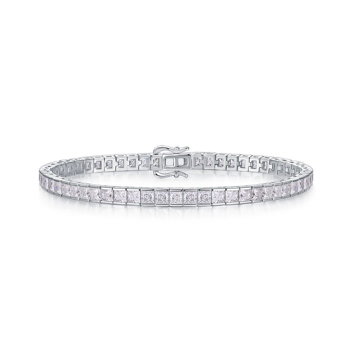 S925 Silver Moissanite Square Diamond Tennis Bracelet Luxury Fashion Jewelry