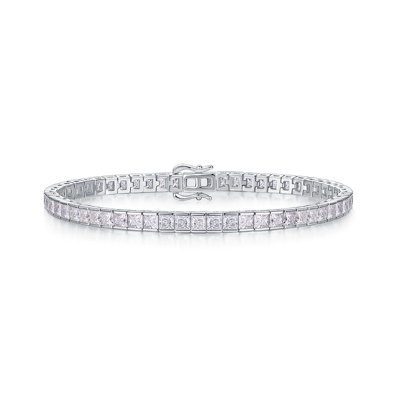 S925 Silver Moissanite Square Tennis Bracelet Luxury Fine Jewelry - 3