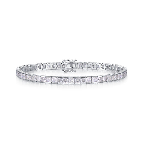 S925 Silver Moissanite Square Diamond Tennis Bracelet Luxury Fashion Jewelry
