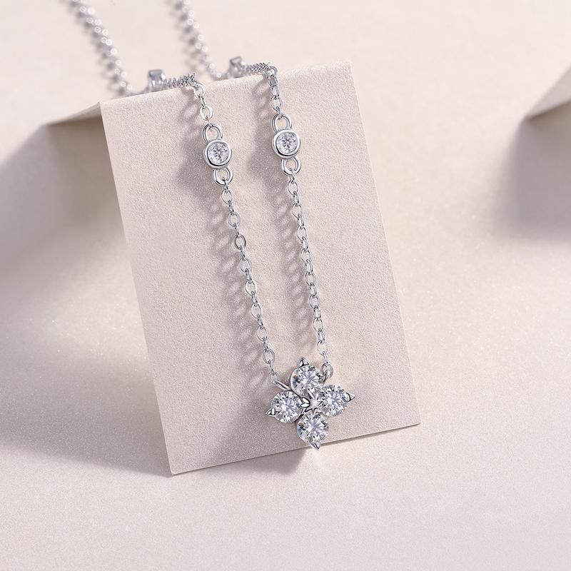 Sweetheart Halo 2-Carat Moissanite Pendant Necklace in Sterling Silver - 3