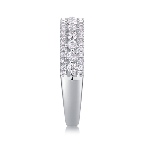 Elegant Multi-row Moissanite S925 Silver Ring Modern Fashion Band