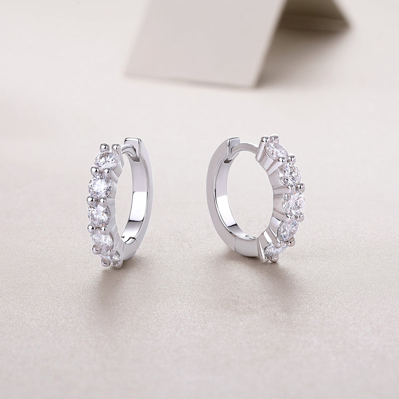 S925 Silver Moissanite Stud Earrings Modern Elegant Jewelry - 4
