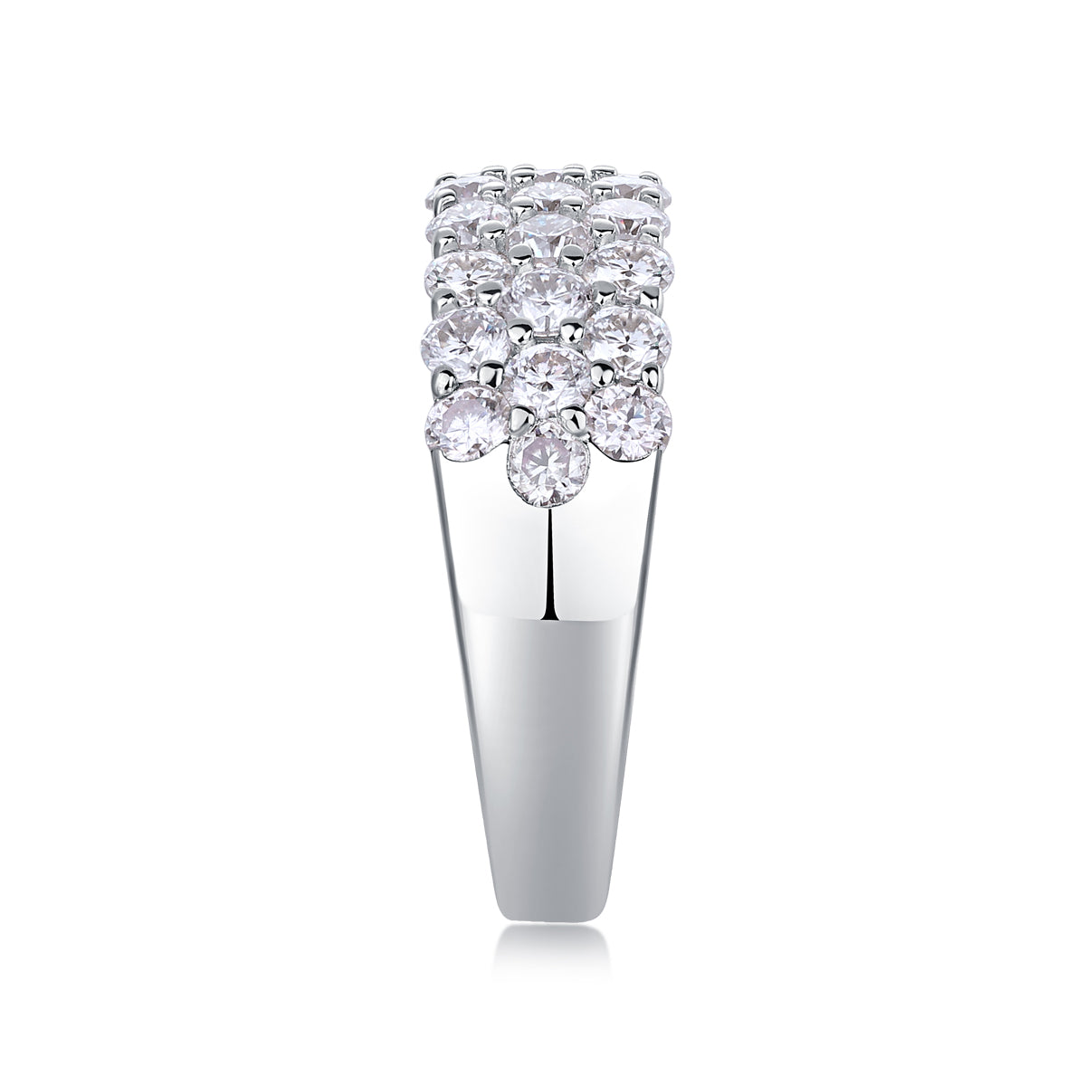 Multi-row Moissanite Silver Ring Luxury Fine Jewelry