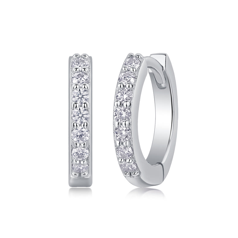 S925 Silver Moissanite Hoop Earrings Modern Elegant Luxury Studs - 2