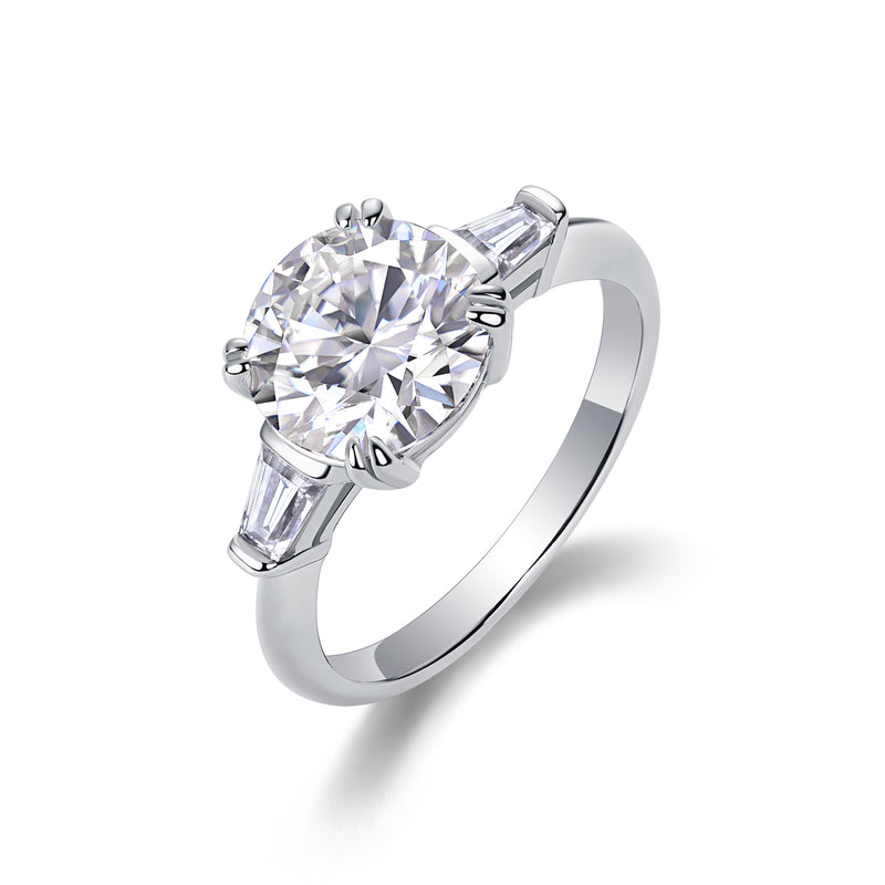 3-Carat Moissanite S925 Sterling Silver Ring Modern Elegant Design - 1