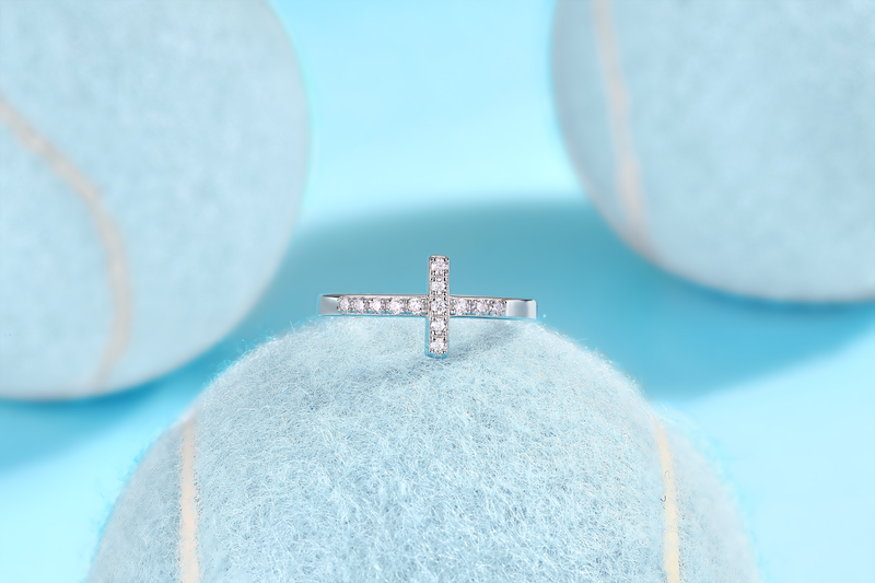 1Holy Light Cross S925 Sterling Silver Ring with Moissanite Accent Modern & Elegant - 5