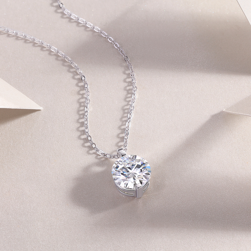 S925 Sterling Silver Moissanite Pendant Necklace with Platinum Plating Minimalist Design - 5