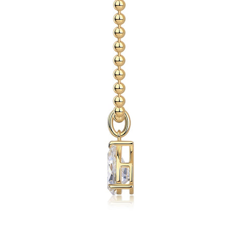 1Wish Light Pear-Shaped Moissanite Necklace Pendant in S925 Sterling Silver with Gold Plating