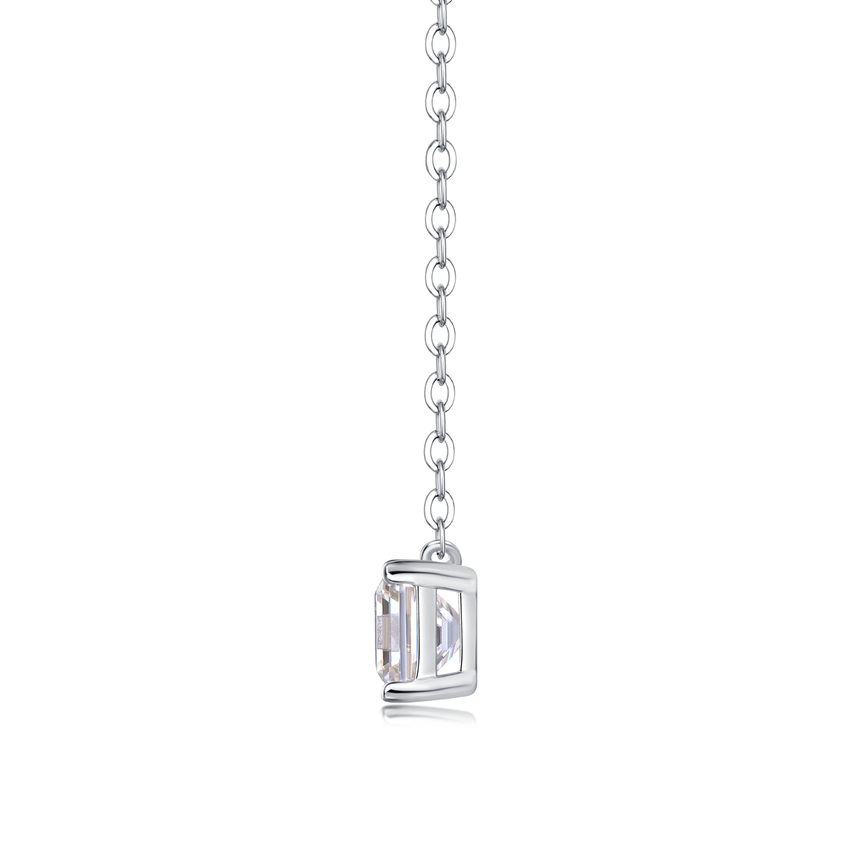 Square Moissanite Pendant Necklace in S925 Sterling Silver Elegant Fine Jewelry