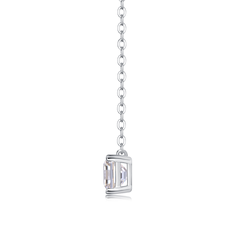 Square Moissanite Pendant Necklace in S925 Sterling Silver Elegant Fine Jewelry