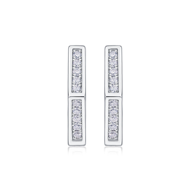 S925 Sterling Silver Hexagonal Hoop Moissanite Stud Earrings Modern & Elegant Fine Jewelry - 1