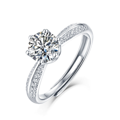 1 Carat Moissanite Diamond Wedding Ring in S925 Silver Elegant Luxury Design