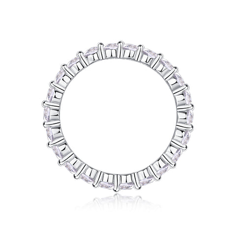S925 Silver Moissanite Ring with Sparkling Single Row Stones Modern Elegant Fine Jewelry