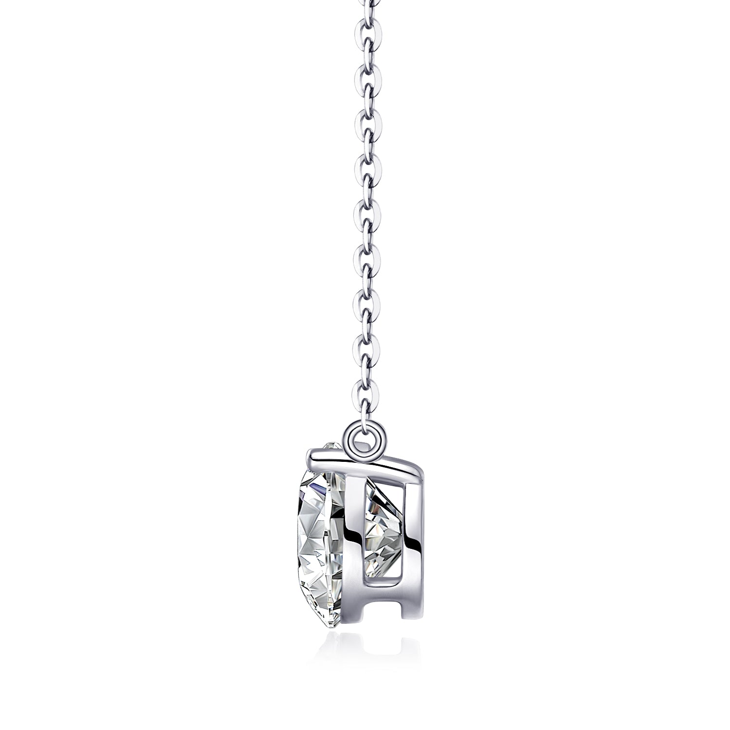 2-Carat Moissanite Pendant Necklace in S925 Sterling Silver with Platinum Plating