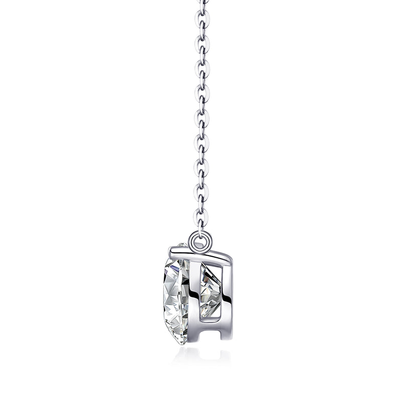 2-Carat Moissanite Pendant Necklace in S925 Sterling Silver with Platinum Plating - Modern & Elegant - 1