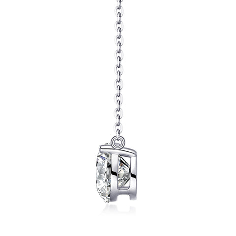 2-Carat Moissanite Pendant Necklace in S925 Sterling Silver with Platinum Plating