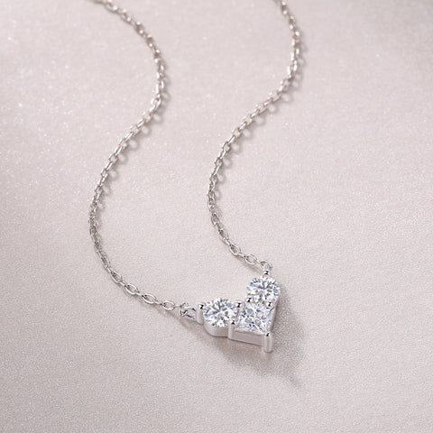 S925 Sterling Silver Square Moissanite Pendant Necklace Fashion Jewelry