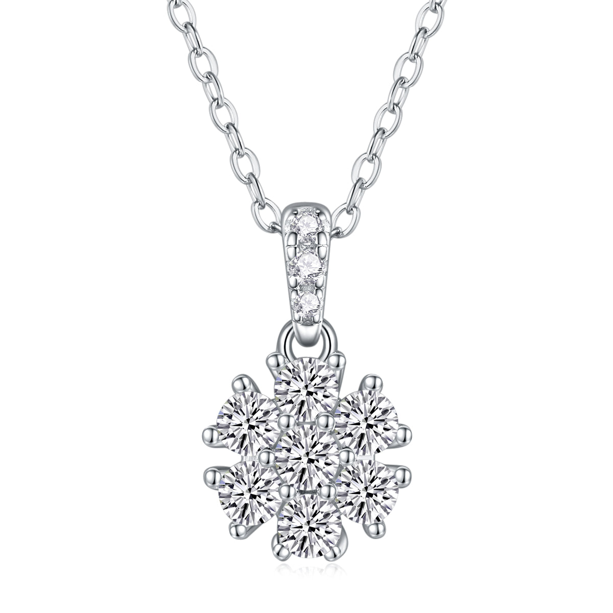 Snowflake Dance Moissanite Pendant Necklace S925 Sterling Silver Elegant Jewelry