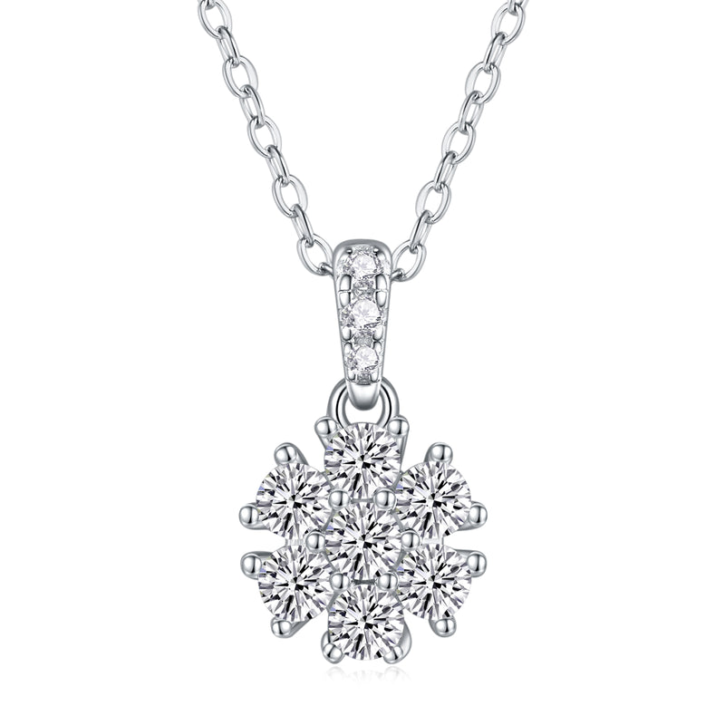 Snowflake Dance Moissanite Pendant Necklace S925 Sterling Silver Elegant Jewelry - 1