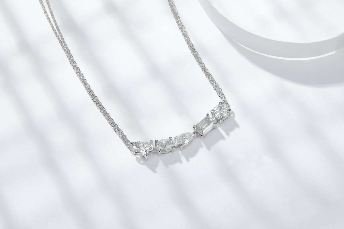 1Galaxy Moissanite Pendant Set in S925 Sterling Silver with Platinum Plating