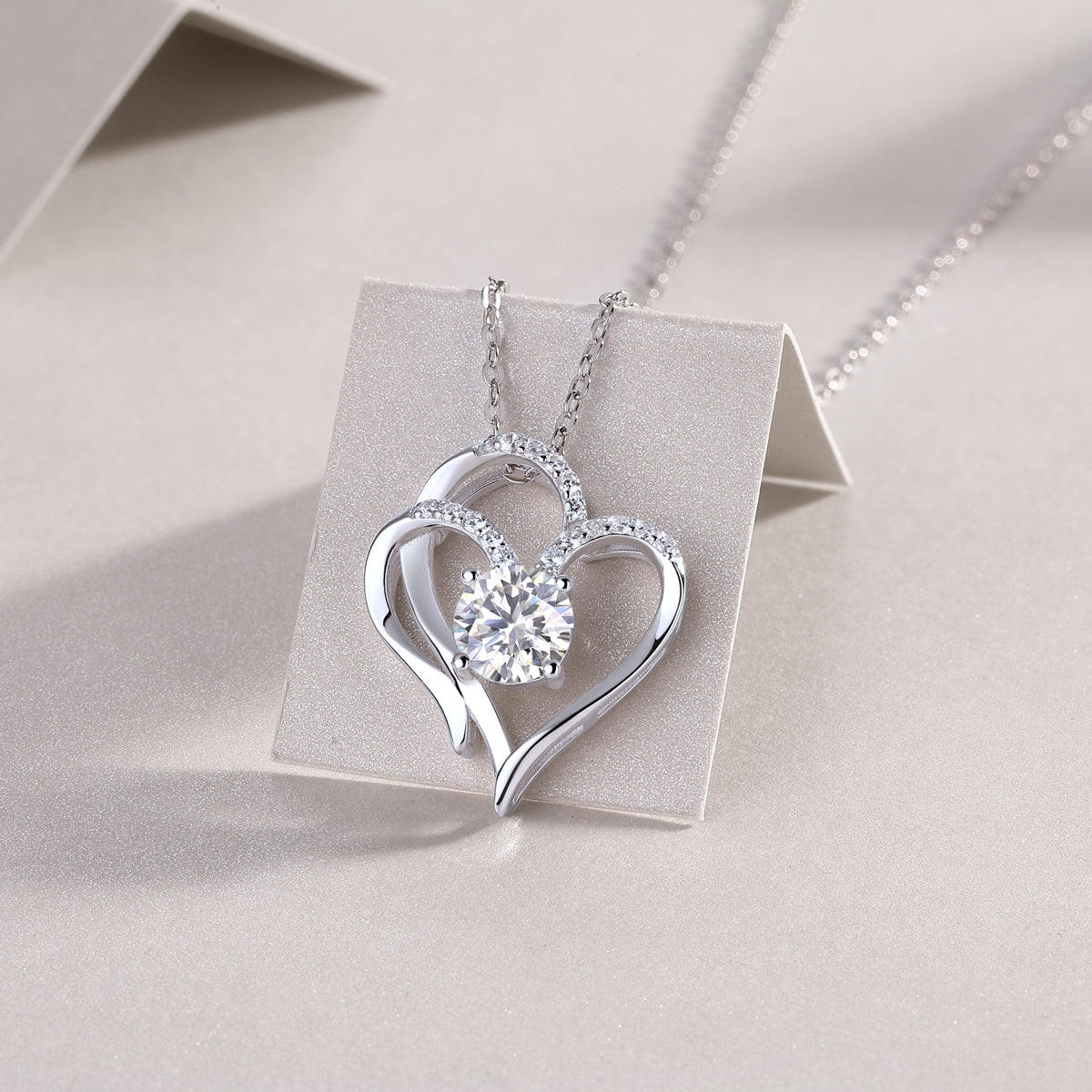 1Carat Moissanite Heart Pendant Necklace in S925 Silver Luxury Fine Jewelry