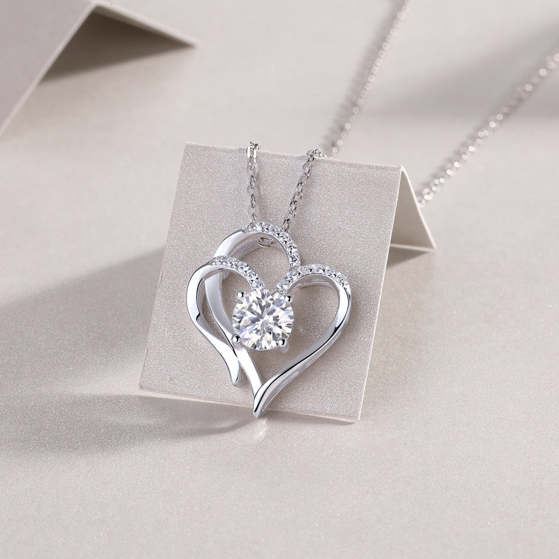 1Carat Moissanite Heart Pendant Necklace in S925 Silver Modern & Elegant Fine Jewelry - 4