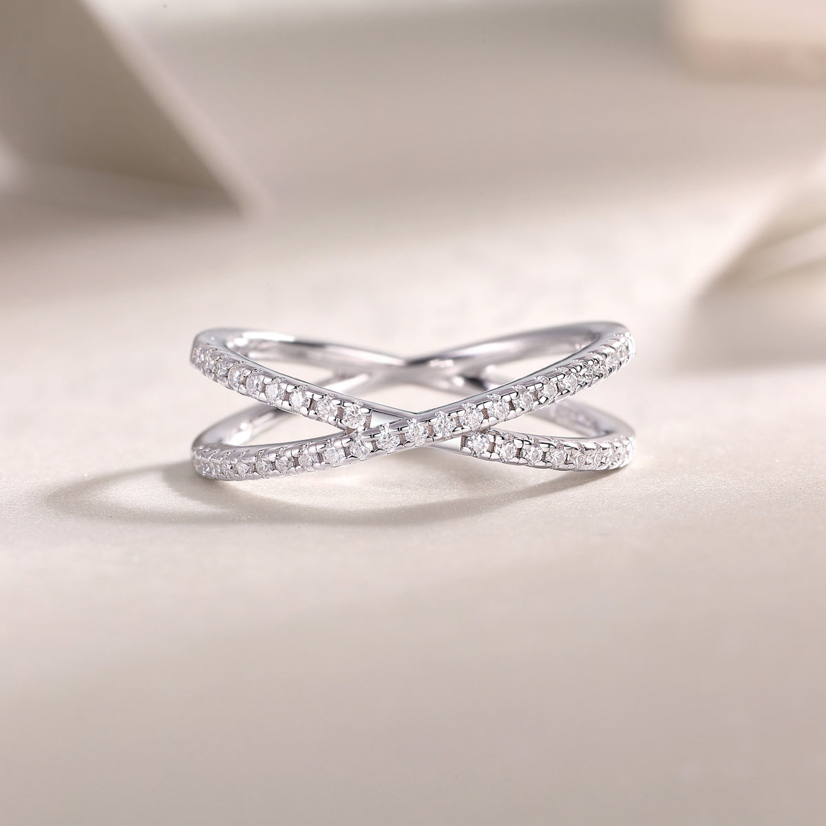S925 Silver Double Band Moissanite Ring Elegant Luxury Fashion Jewelry