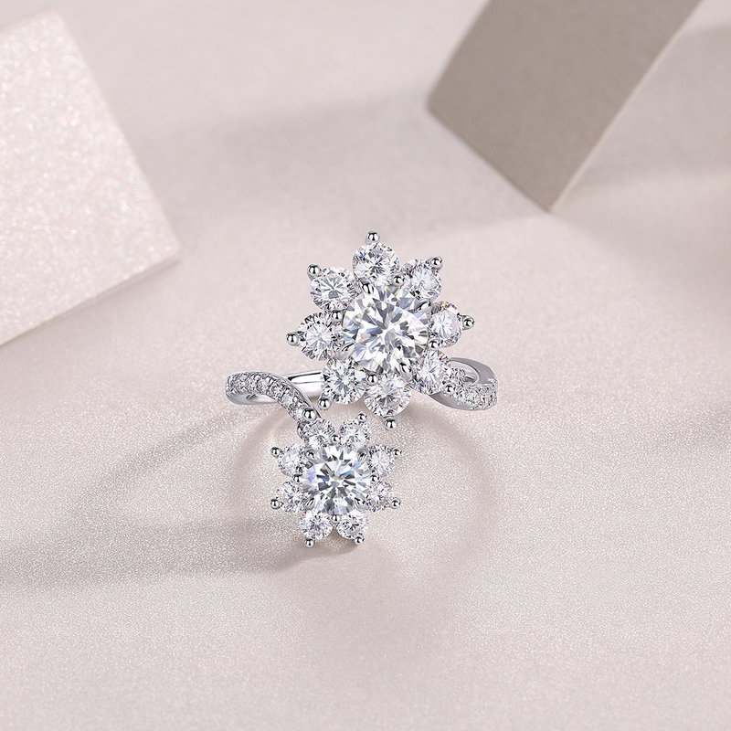 1Petal Morning Dew 1-Carat Moissanite S925 Sterling Silver Floral Ring - 7