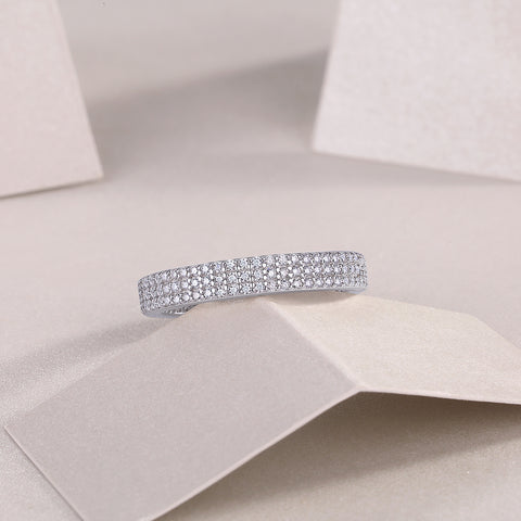 Moissanite S925 Sterling Silver Ring Set Elegant Bezel Design