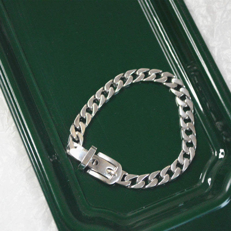Women's Platinum Plated Geometric Bracelet 21cm - 5