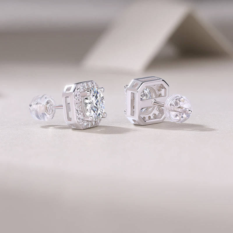 1 Carat Moissanite Stud Earrings in S925 Silver Modern & Elegant Design - 1