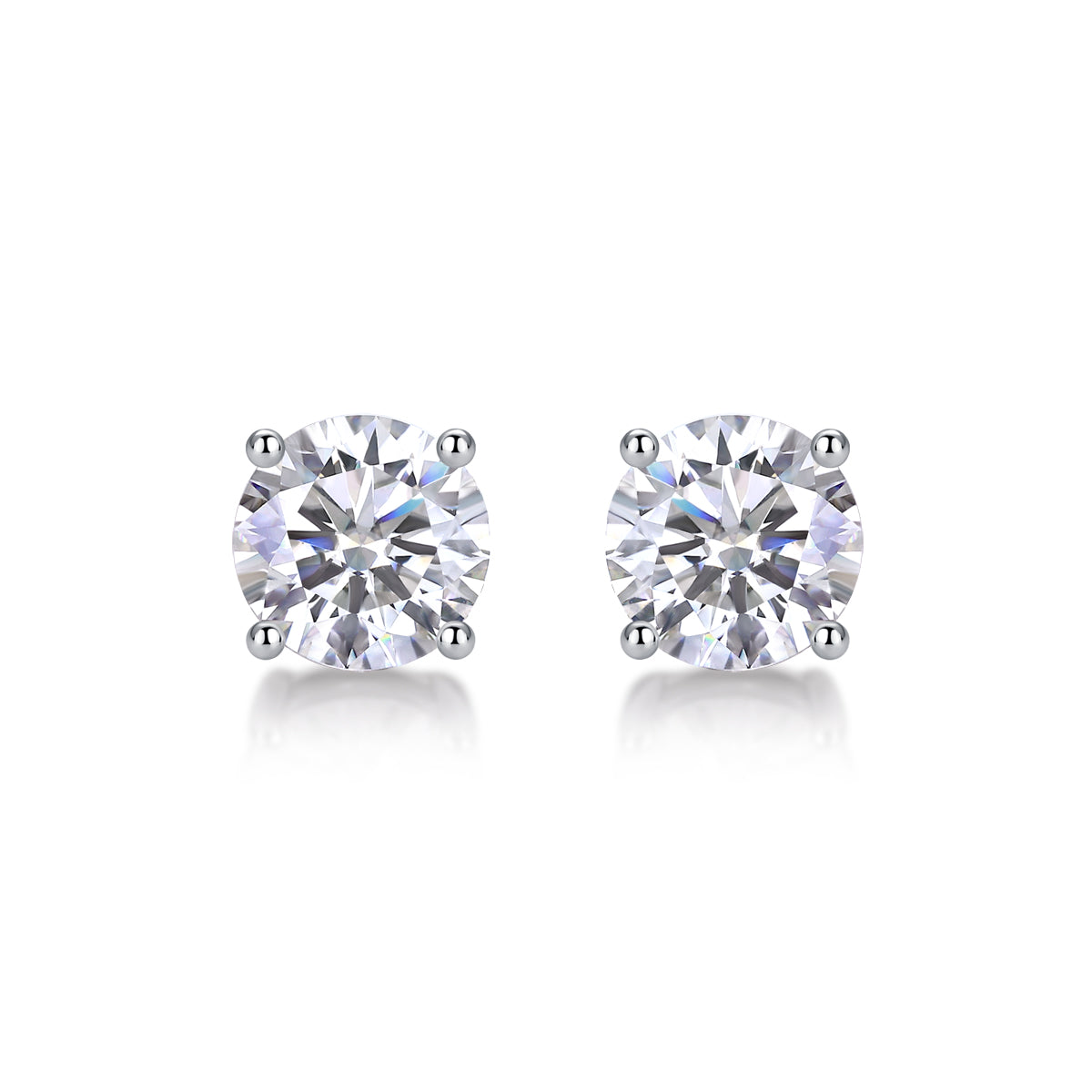 Classic Moissanite Sterling Silver Stud Earrings