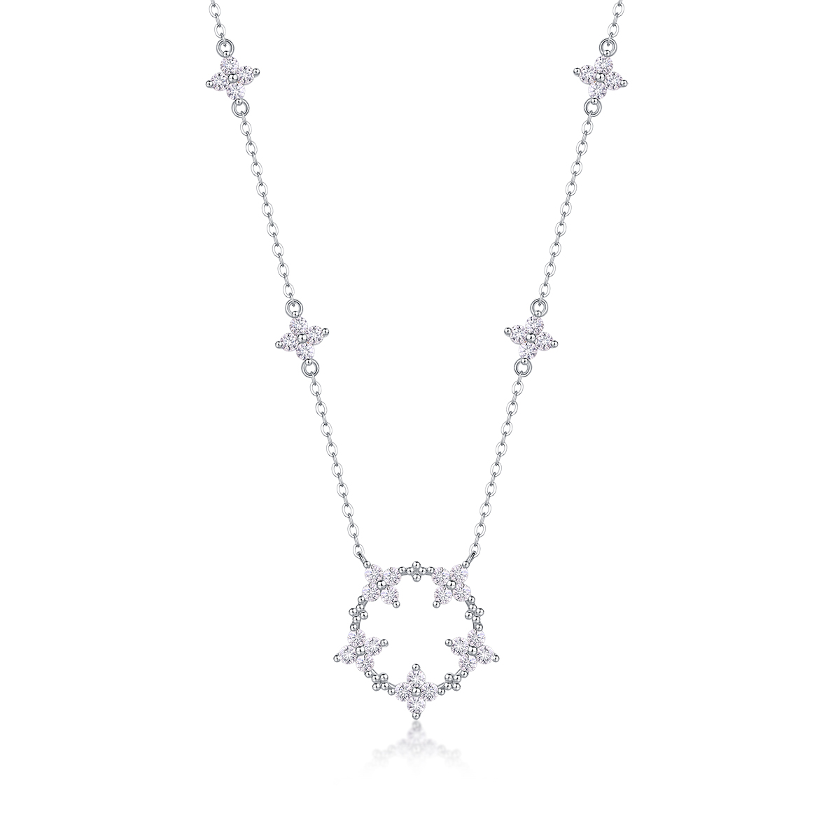 1Iris Moissanite Pendant Necklace Set in S925 Sterling Silver with Platinum Plating