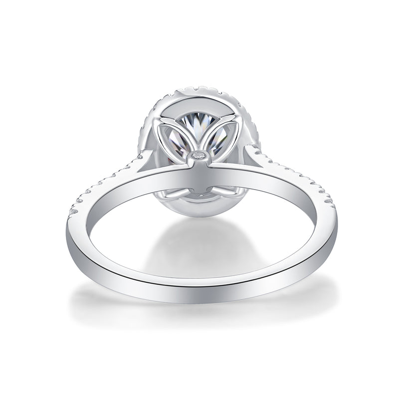 Audrey Large Egg-Shaped Moissanite Sterling Silver Ring S925 Modern Elegant Fine Jewelry - 3