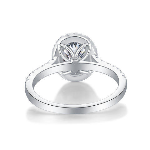 Audrey Large Egg-Shaped Moissanite Silver Ring S925 Fine Jewelry