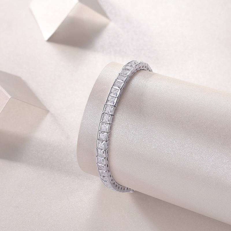 S925 Silver Moissanite Square Tennis Bracelet Luxury Fine Jewelry - 4