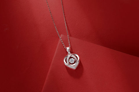 S925 Silver Heart Moissanite Pendant Necklace 40cm Elegant Modern Jewelry