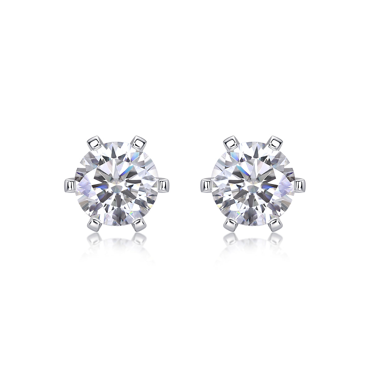 Moissanite Stud Earrings in S925 Silver 1 Carat Classic Sparkle