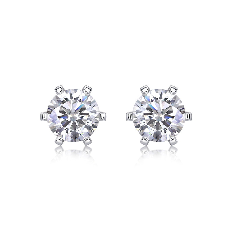 Moissanite Stud Earrings in S925 Silver 1 Carat Classic Sparkle - 4