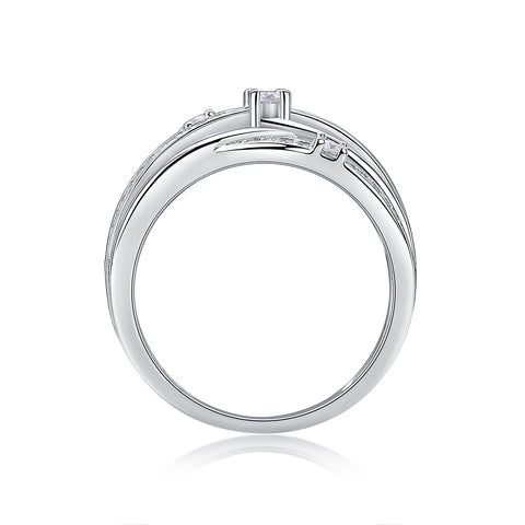 S925 Silver Moissanite Star Ring Modern Layered Band Fine Jewelry