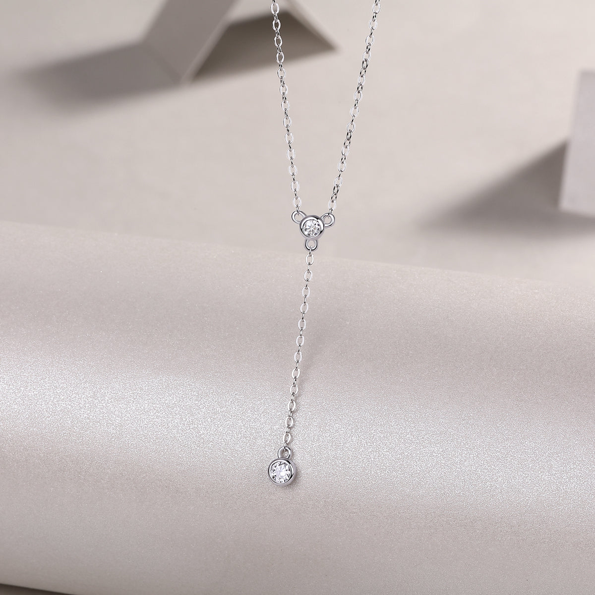 1Tassel Moissanite Pendant Necklace in S925 Sterling Silver with Platinum Plating