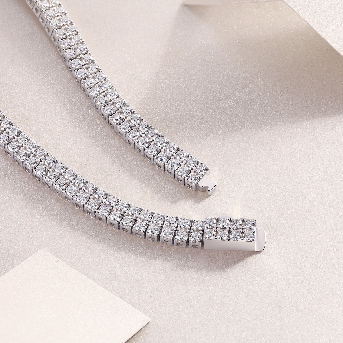 Morganite and Platinum-Plated S925 Silver Hand Chain Bracelet