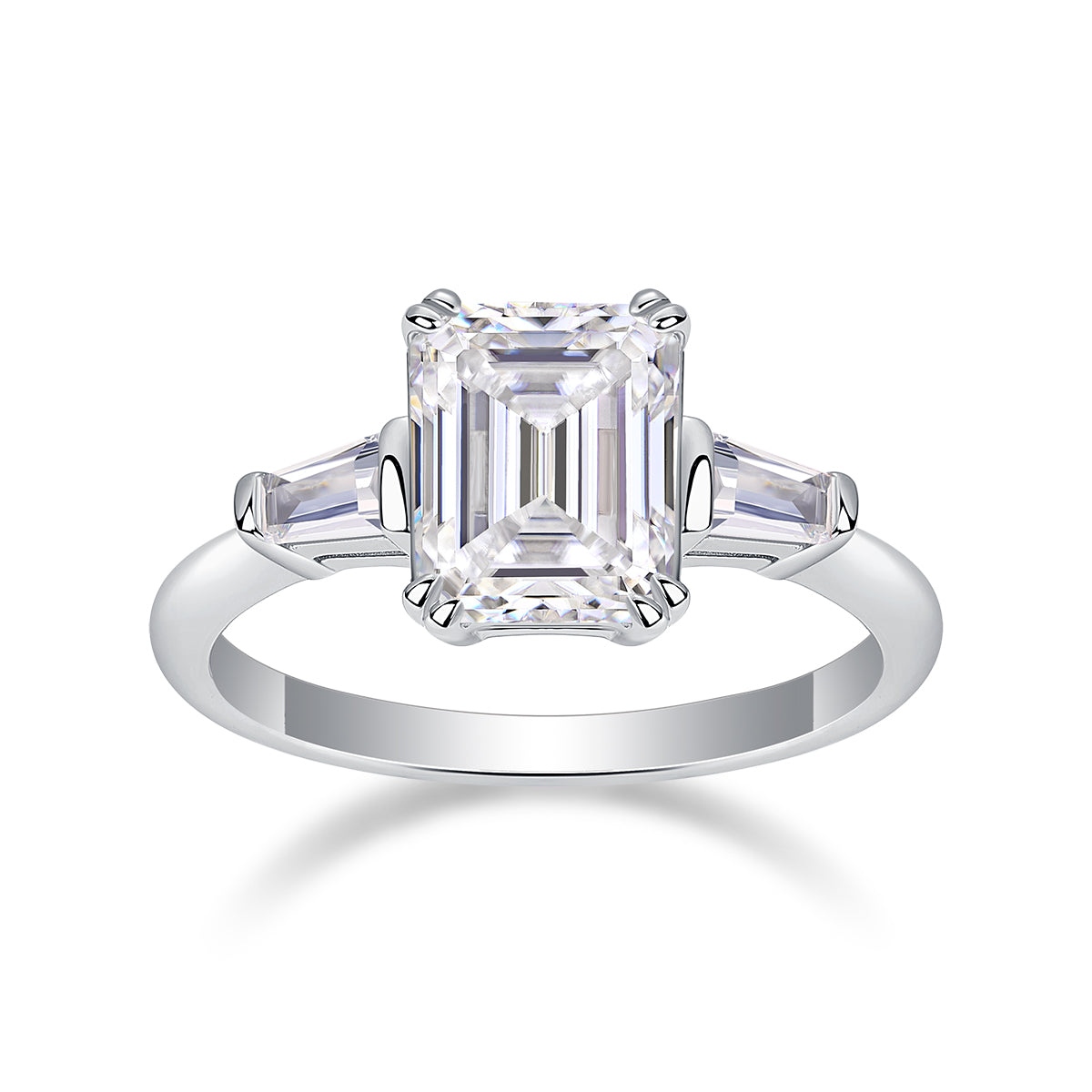 S925 Sterling Silver Moissanite Ring Octagonal Cut Elegant Design