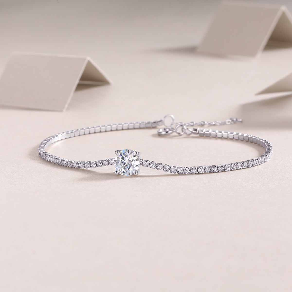 1 Carat Moissanite Silver Bracelet Luxury Fine Jewelry