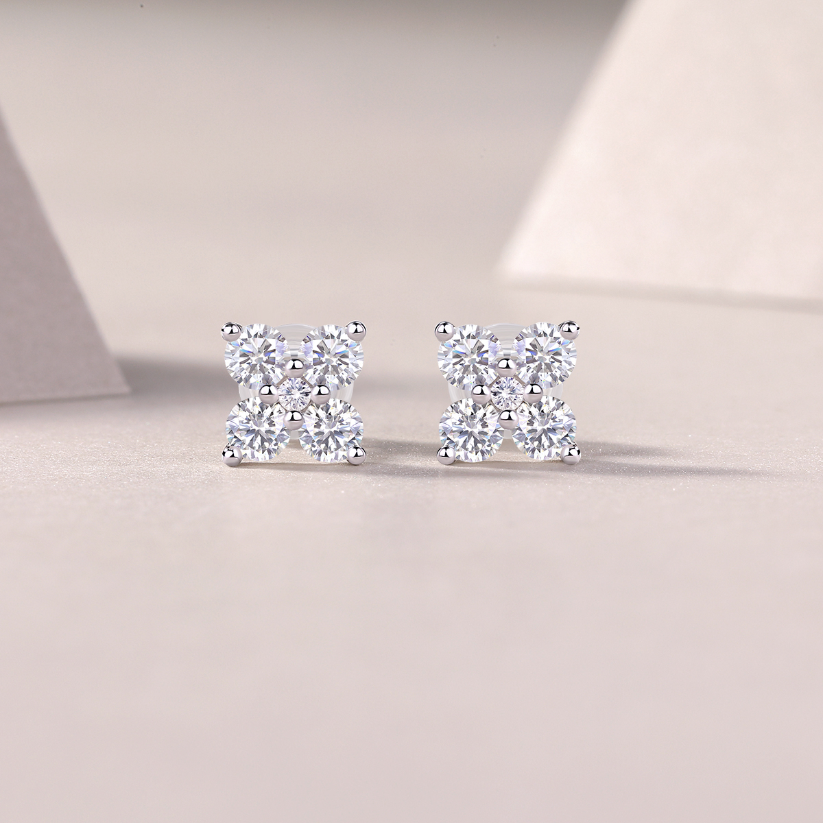 S925 Sterling Silver Moissanite Stud Earrings Fashion Jewelry Set