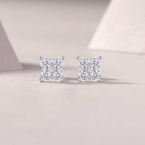 S925 Sterling Silver Moissanite Stud Earrings Fashion Jewelry Set
