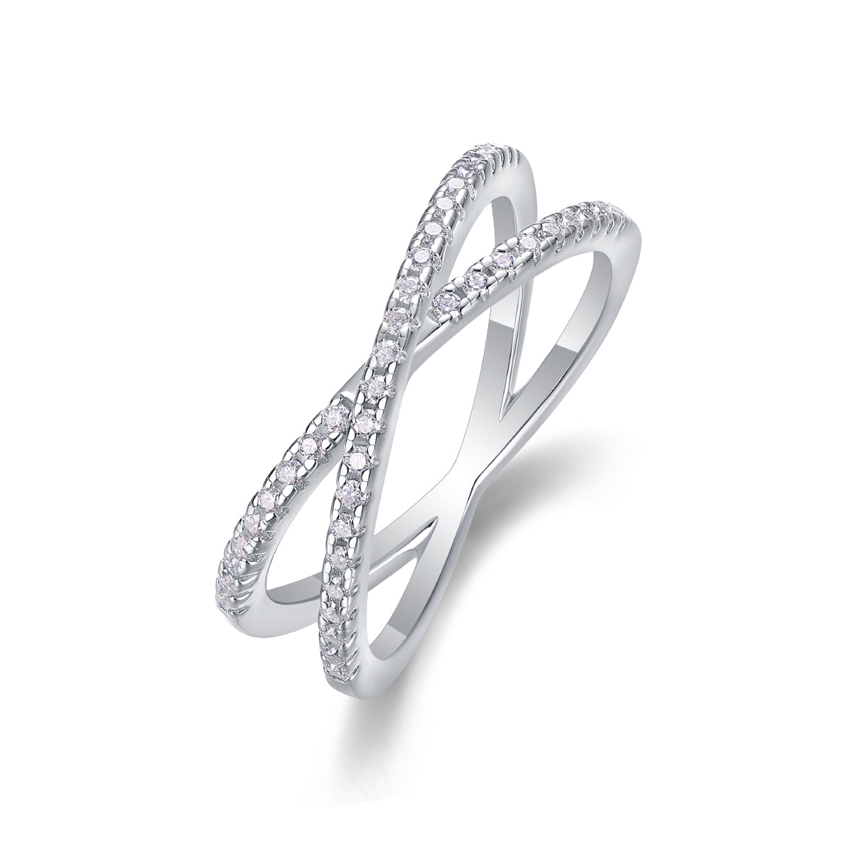 S925 Silver Double Band Moissanite Ring Elegant Luxury Fashion Jewelry